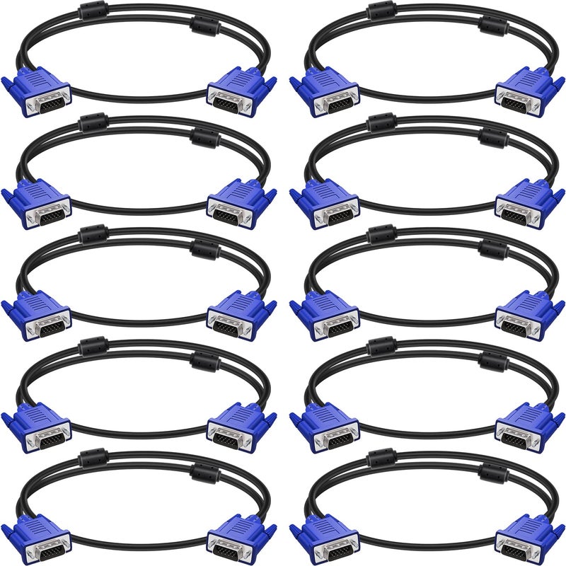 Spofit VGA to VGA Monitor Cable 3 Feet Male to Male Computer Cord for TV Computer Projector - 3 Feet (10 Pack) - Image 1